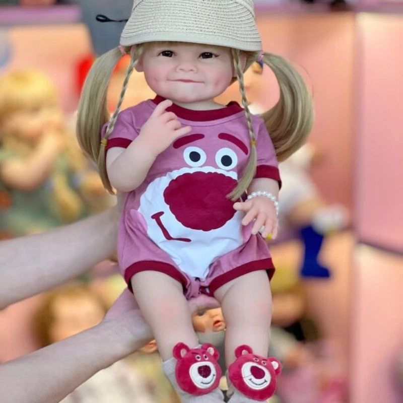 55cm full glue immersible simulation doll cute dimple baby girl toy creative gift station