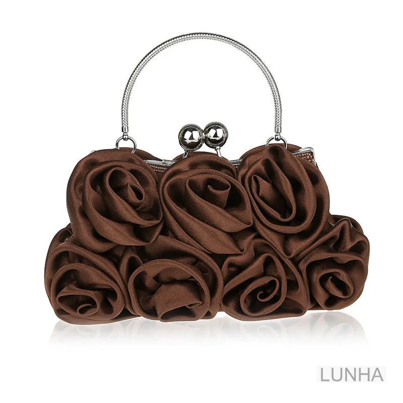 Женский Шелковый вечерний клатч с цветами розы сумка для ужина рамка на цепочке
