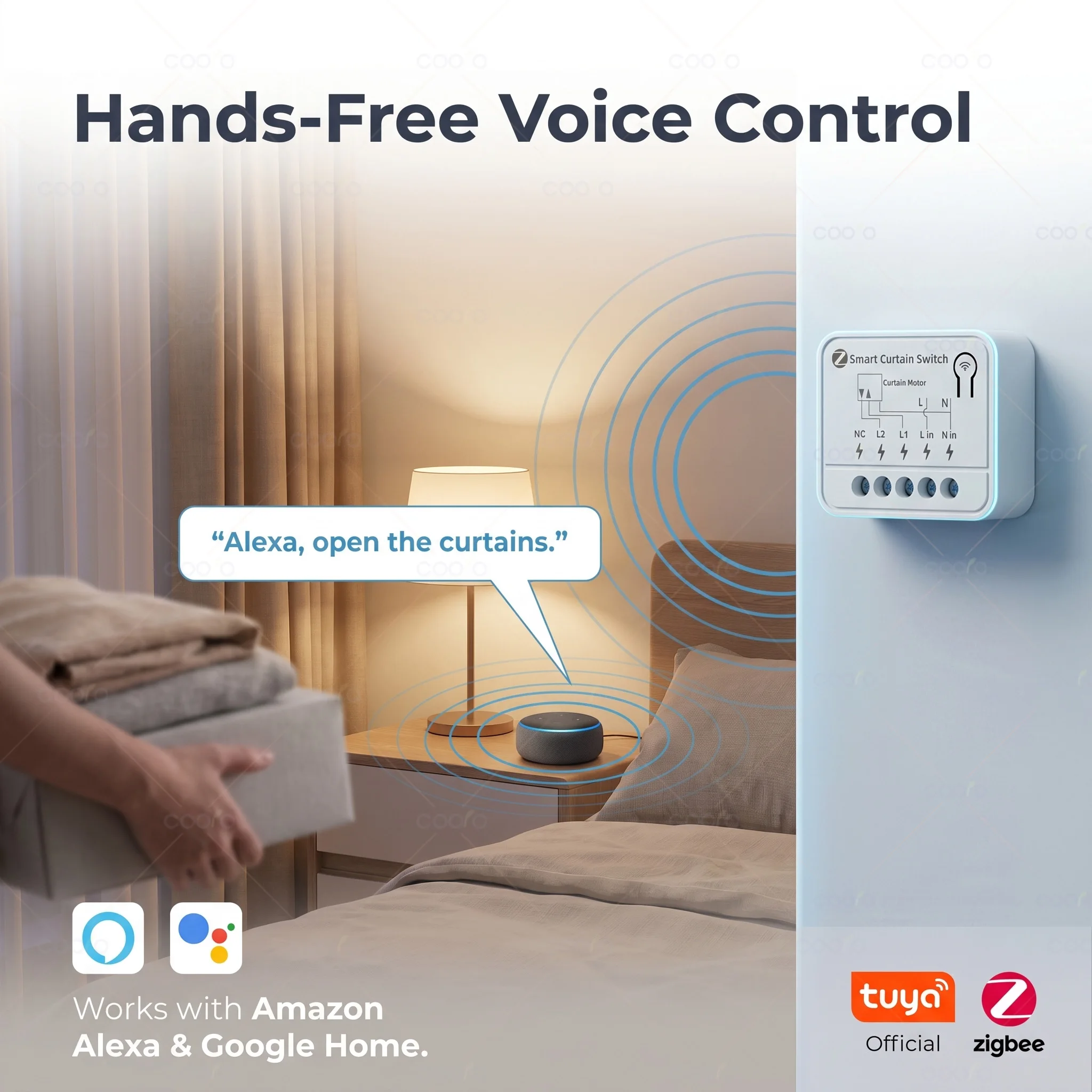 Фото Модуль умного выключателя для штор ZigBee 3.0 для моторов рулонных штор, поддержка голосового управления Alexa и Google Home для Tuya Hub Z2M №4