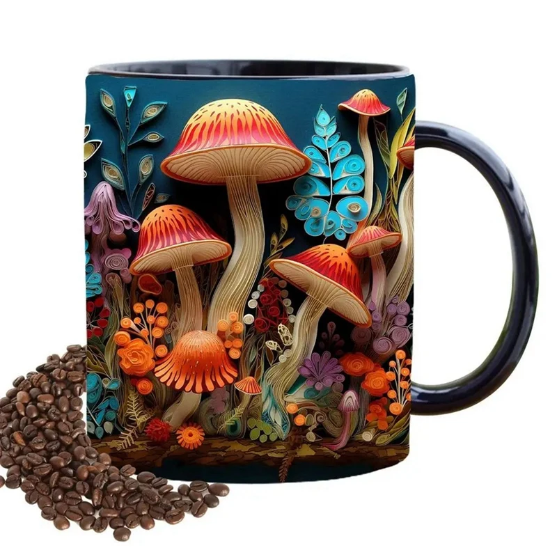 3D Волшебная керамическая кружка с грибами креативные объемные забавные