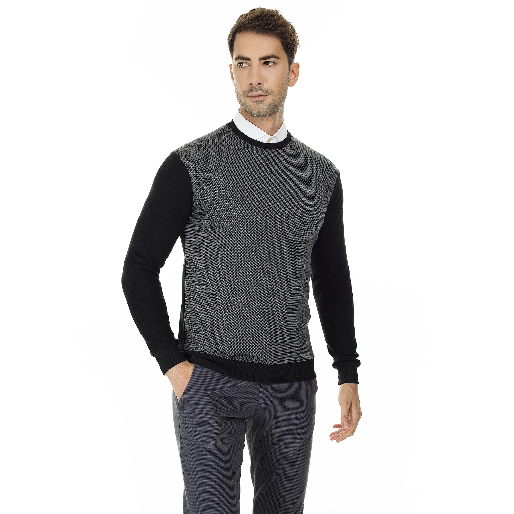Buratti Crew Neck Sweat Long Sleeve Male весна Fashion Men Clothing Casual Sweathirts 456401 | Мужская одежда