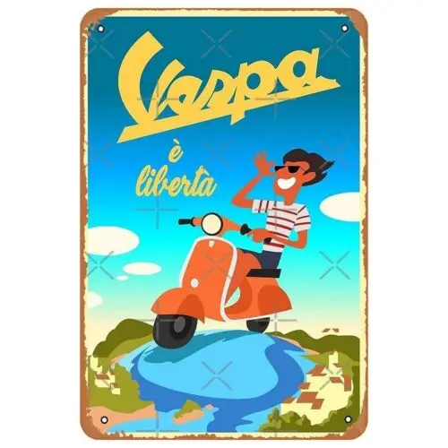 Металлическая вывеска Vespa e liberta Freedom