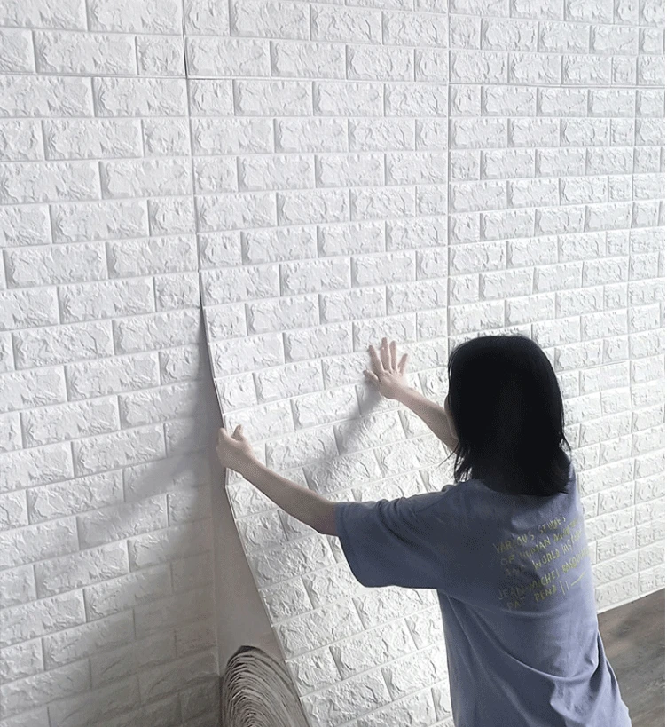 

70cmX1m 3D Self-Adhesive Wallpaper Continuous Waterproof Brick Wall Stickers Living Room Bedroom Children's Room Home Decoration