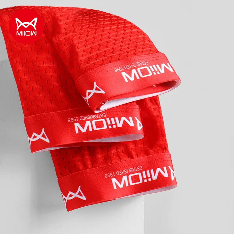 MiiOW 3Pcs Ice Silk Underpants Sexy Mesh Men Boxer Underwear Antibacterial Cueca Male Panties Breathable 4XL Boxershorts
