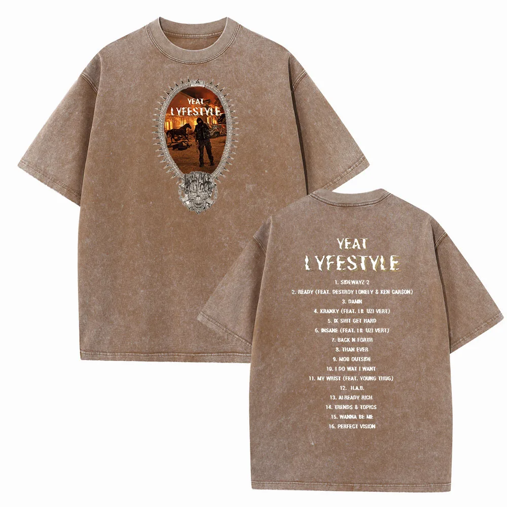 Рубашки Yeat Lyfestyle Tour в стиле Харадзюку хлопковые винтажные футболки с круглым