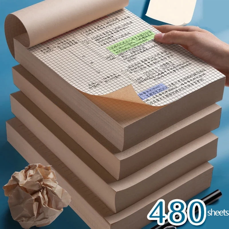 

640 Sheets of Draft Paper Writing Test Notebooks Mathematical Calculation Grid Rendering Paper for Students Blank Doodle Books