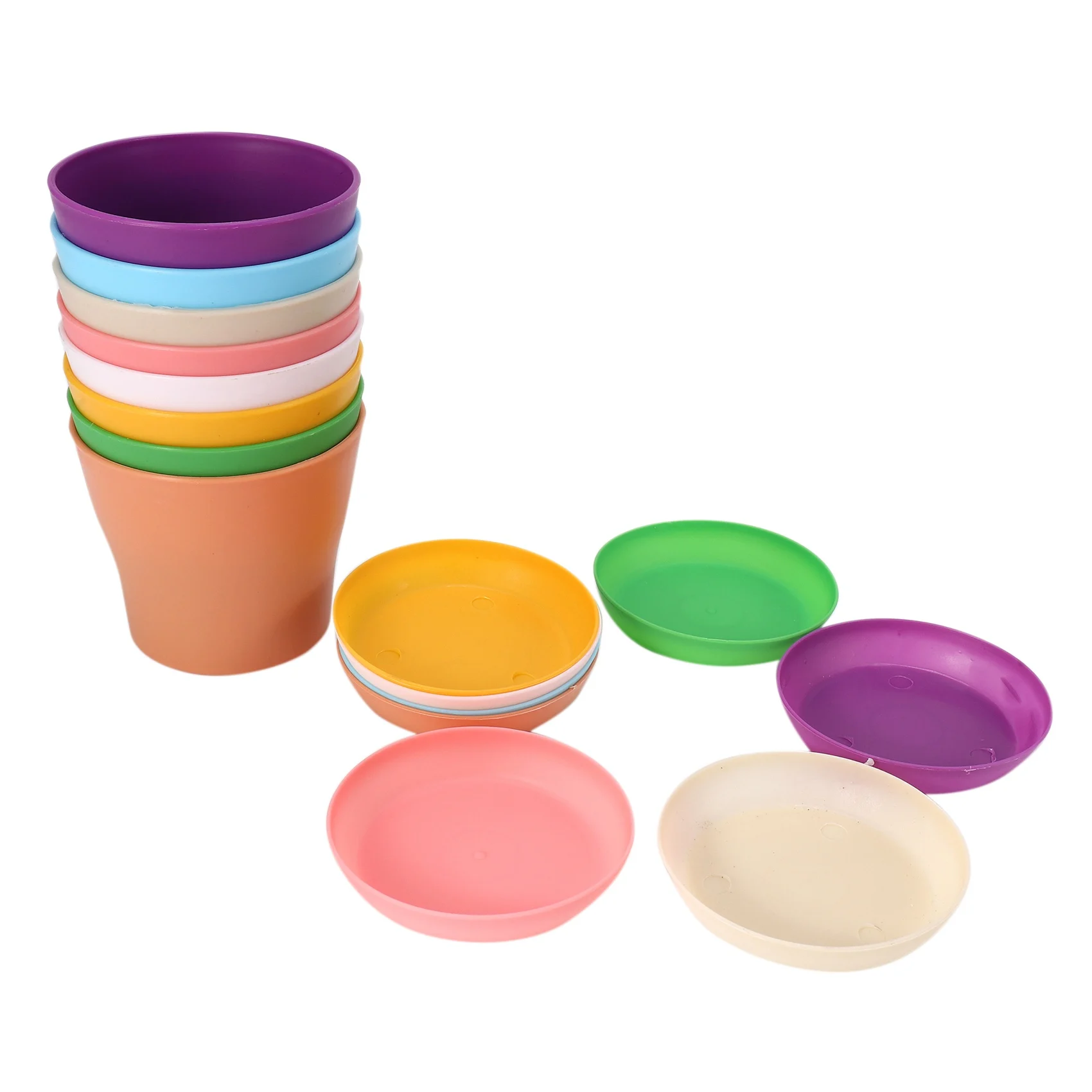 

8 Pcs 4 inch Small Plant Pots Colorful Plastic Flower Pots Indoor Plant Pots for Office House Desk with Pallet/Trays (Blue pu