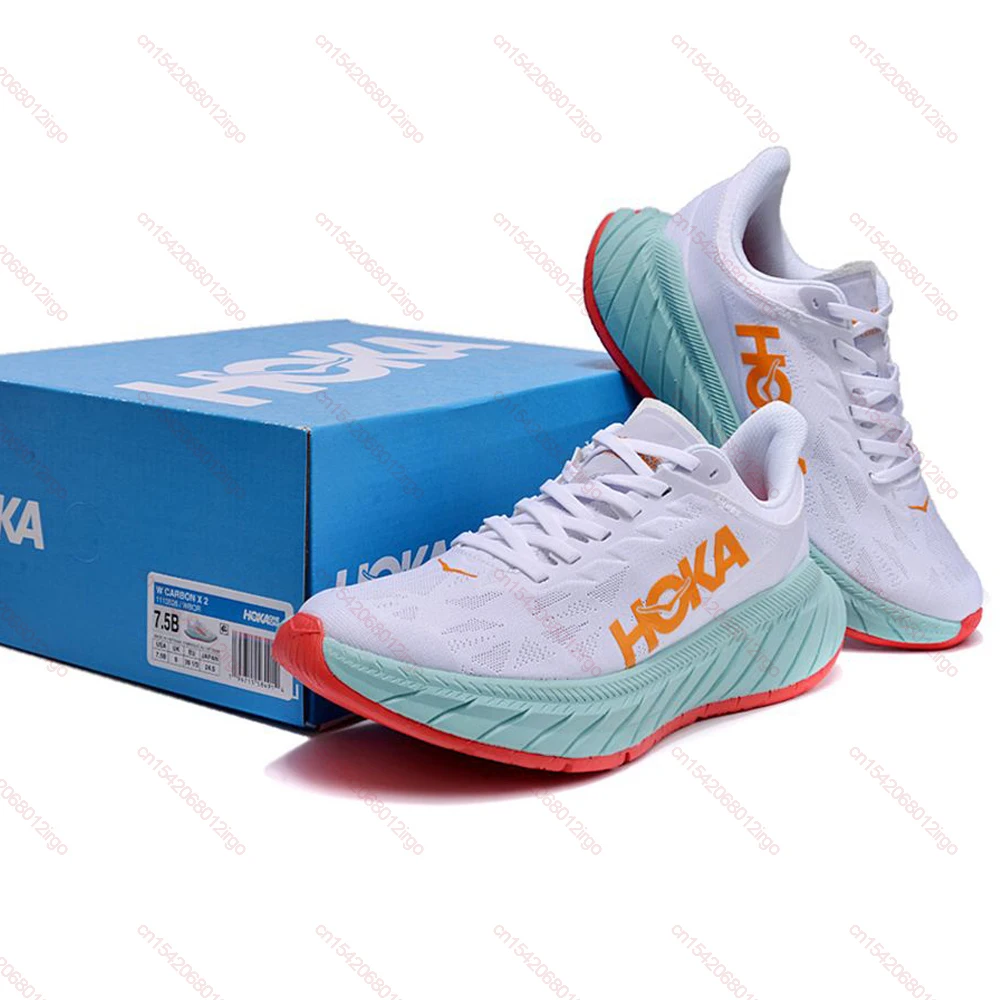 HOKA Carbon X2 Athletic Road Running Shoes Shock-Absorbing Sports Shoes Engineered Mesh Delivers Breathable Comfort Men Sneakers