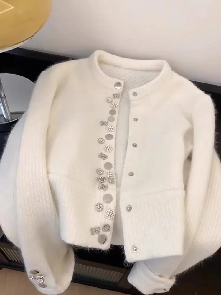 Женский белый кардиган свитер в стиле Харадзюку кашемировые вязаные свитера с