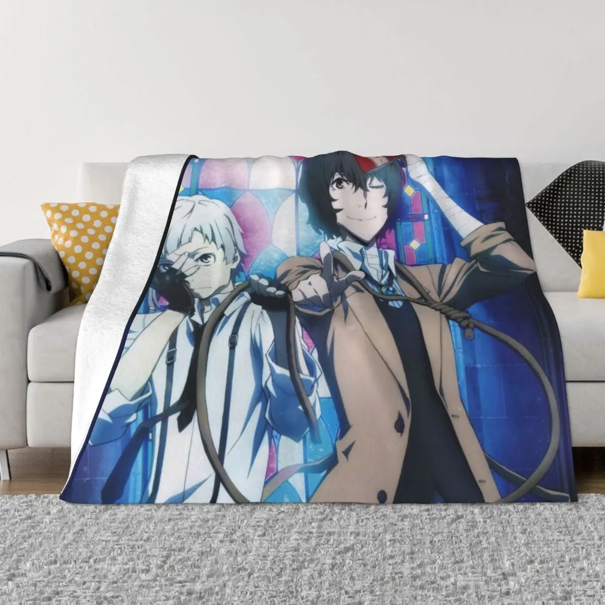 

Dazai Atsushi Blankets Bungou Stray Dogs Anime Plush Awesome Soft Throw Blanket for Bedspread Winter