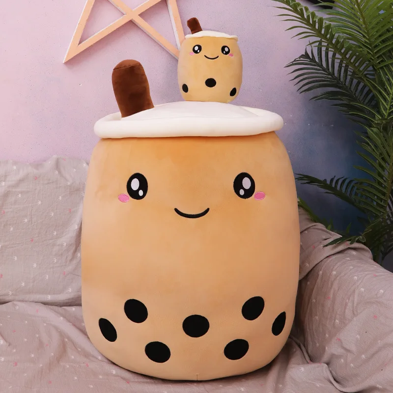 

24-70cm Cute Boba Milk Tea Plushie Toy Soft Stuffed Apple Pink Strawberry Taste Milk Tea Hug Pillow Balls Bubo Tea Cup Cushion