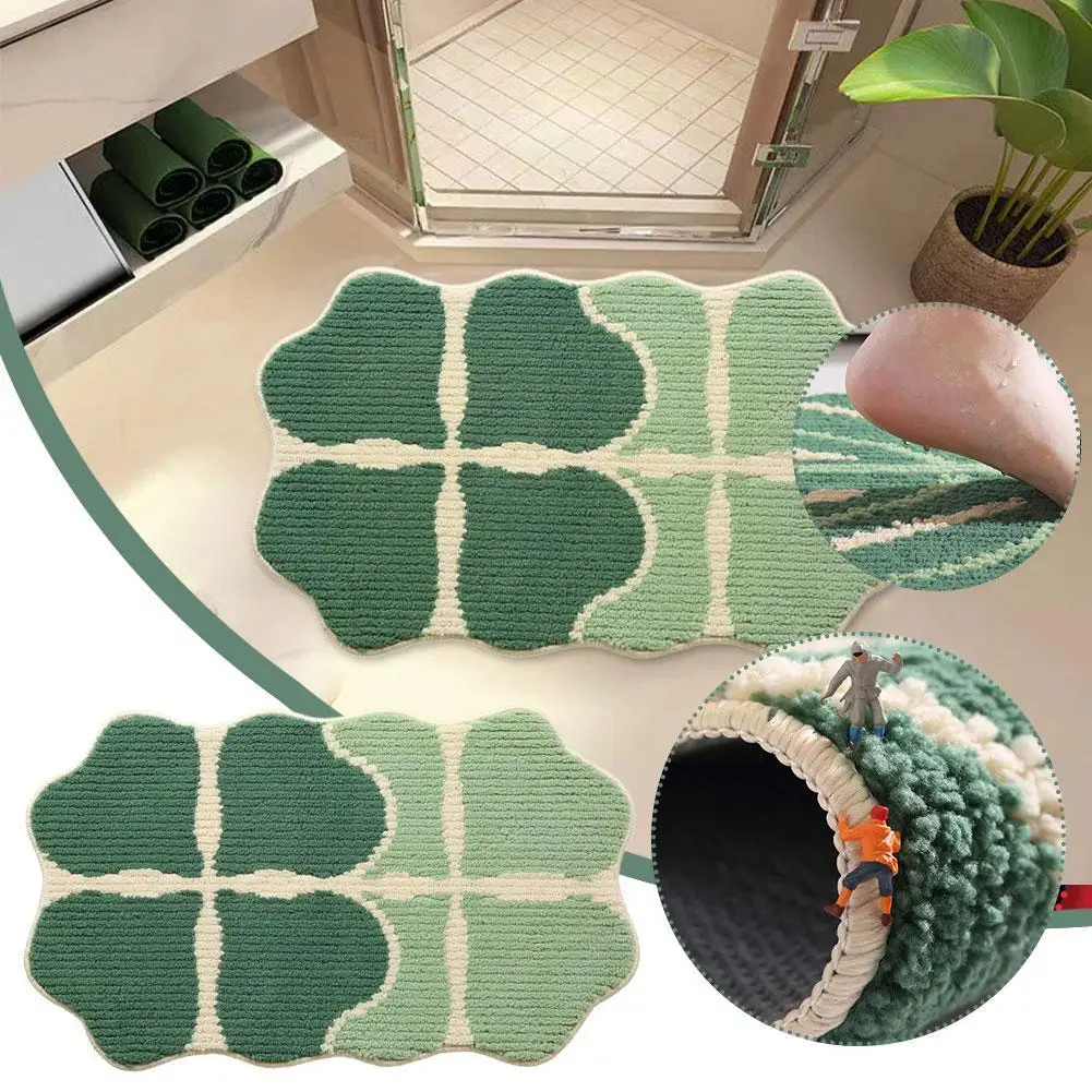 

New Floor Mat Carpet Four-leaf Clover Style Bathroom Bathtub Pad Kitchen Bedroom Floor Carpet Bedroom Non Slip Rug Bath Rug S8d7