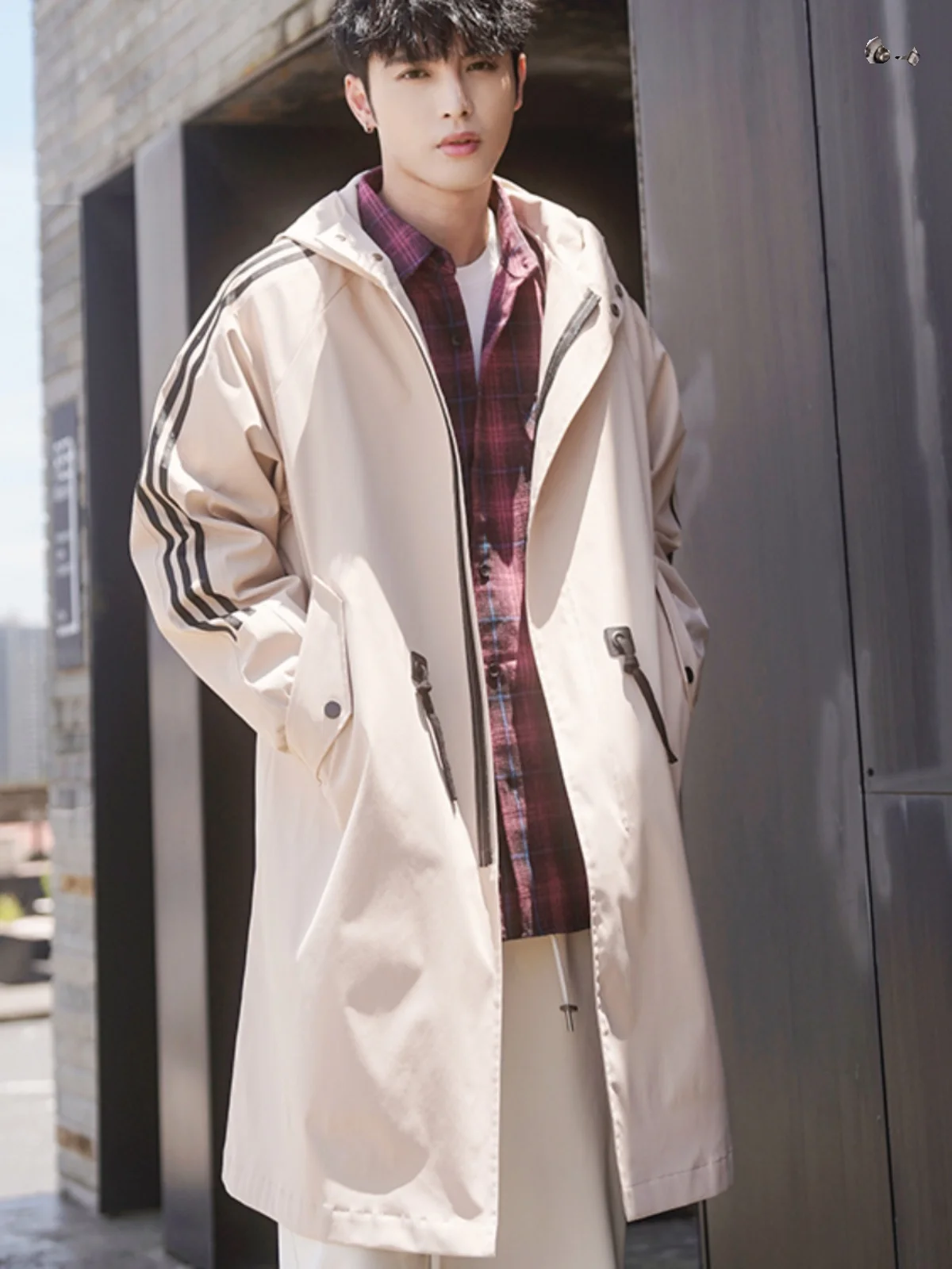 Весенне-осенний новый плащ средней длины мужская корейская толстовка с