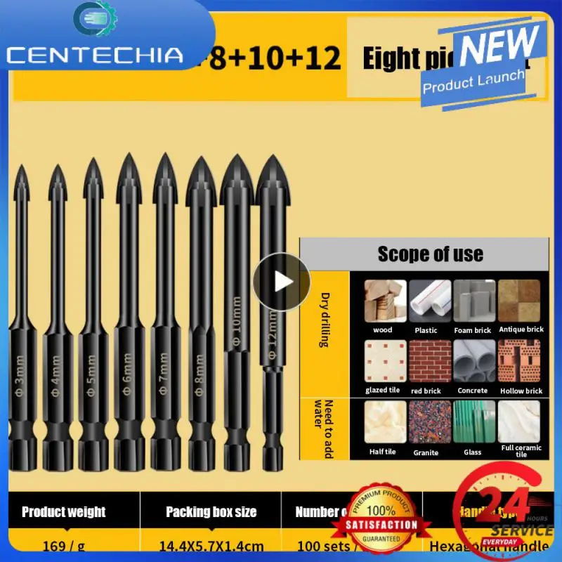 Cross Hex Tile Bits Alloy Hole Saw Tile Glass Cross Spear Head Drill Bits 3/4/5/6/7/8/10/12 Mm Hexagonal Shank Drill Tile Drills