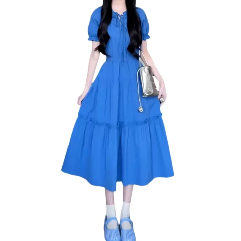 BlueDress женское длинное платье во французском стиле элитное элегантное летнее 2024