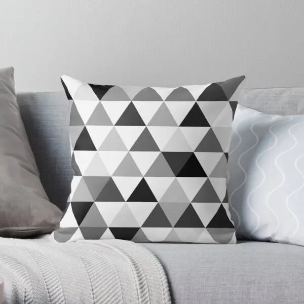 

Triangles In Black Grey And White Printing Throw Pillow Cover Throw Wedding Decor Decorative Fashion Hotel Pillows not include