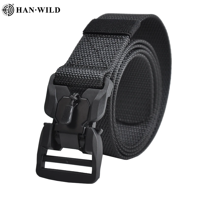 

HAN WILD Nylon Tactical Belt Army Belt Men Outdoor Training Belts Black High Quality Easy Unlock Metal Military Buckle Belt