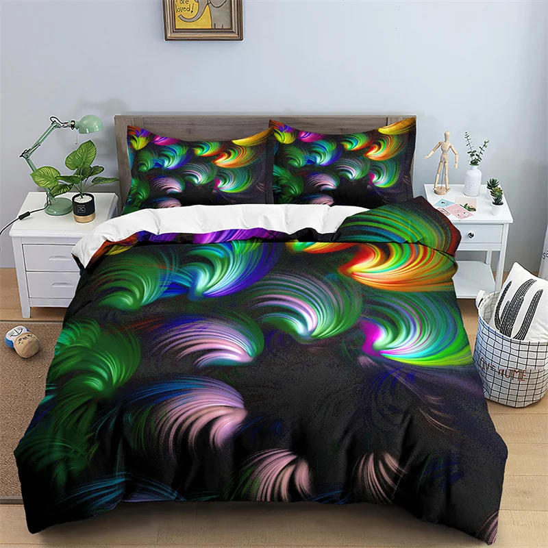

Psychedelic Spiral Swirl Bedding Set Abstract Art Duvet Cover Microfiber Boho Hippie Comforter Cover Full Queen For Kids Adults