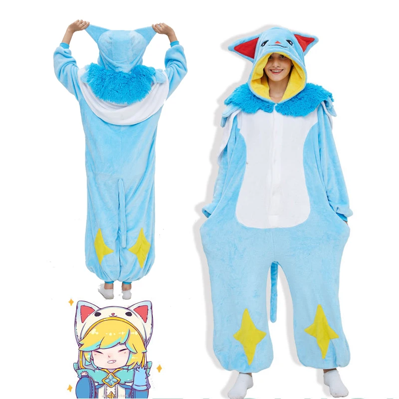 

LOL Star Guardian Pajama Ezreal Cosplay EZ Costume Cute Winter Flannel Sleepwear Unisex Onesies Hooded Anime Kigurumi Halloween