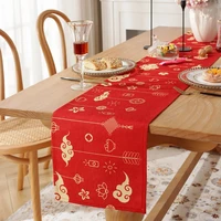 2022 happy new year table runners chinese spring festival party tablecloth home decoration red tiger printed fall table runner