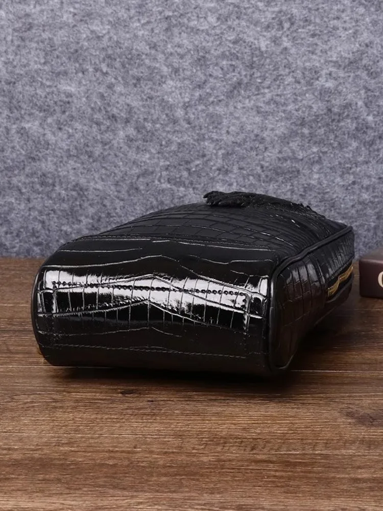 Мужская нагрудная сумка из натуральной кожи крокодила высшего качества дорожная