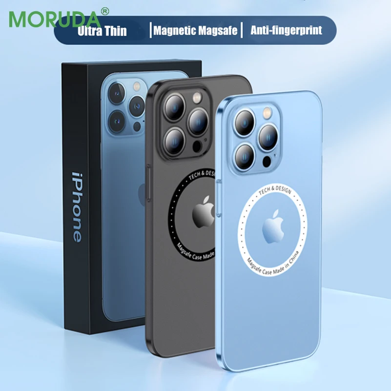 

Magnetic Wireless Charge Phone Case for iPhone 12 13 Pro Max Ultra-thin Frosted Magsafe Shockproof Cover for iPhone 12 13 Mini
