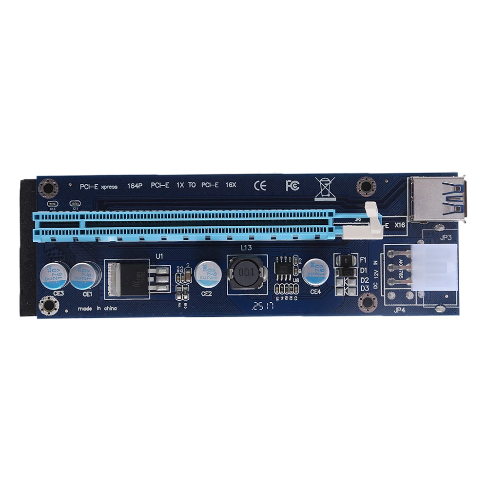 

Синий удлинитель PCI-E Экспресс 1x до 16x, переходник-карта, адаптер 6Pin USB 3,0, Удлинительный кабель для майнинга биткоинов