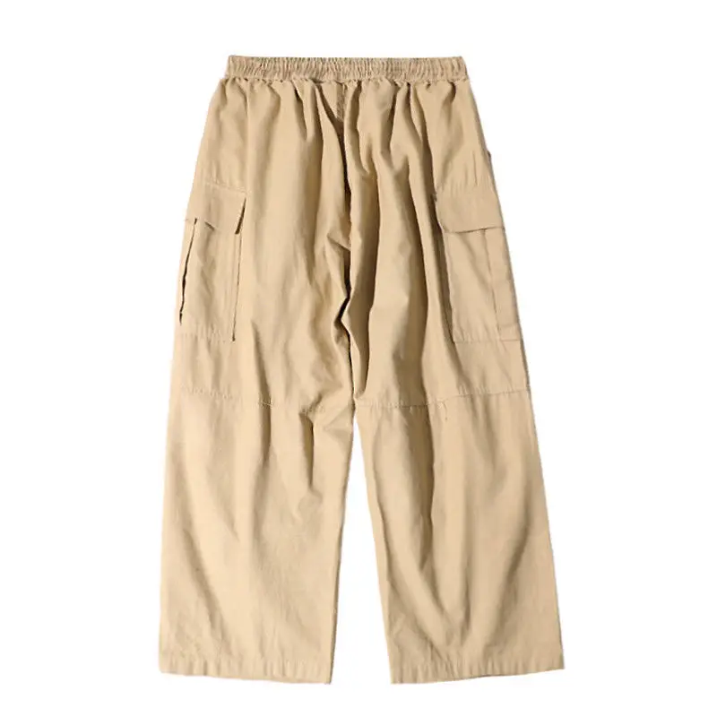 Женские широкие брюки-карго HOUZHOU черные цвета хаки в Корейском стиле большие