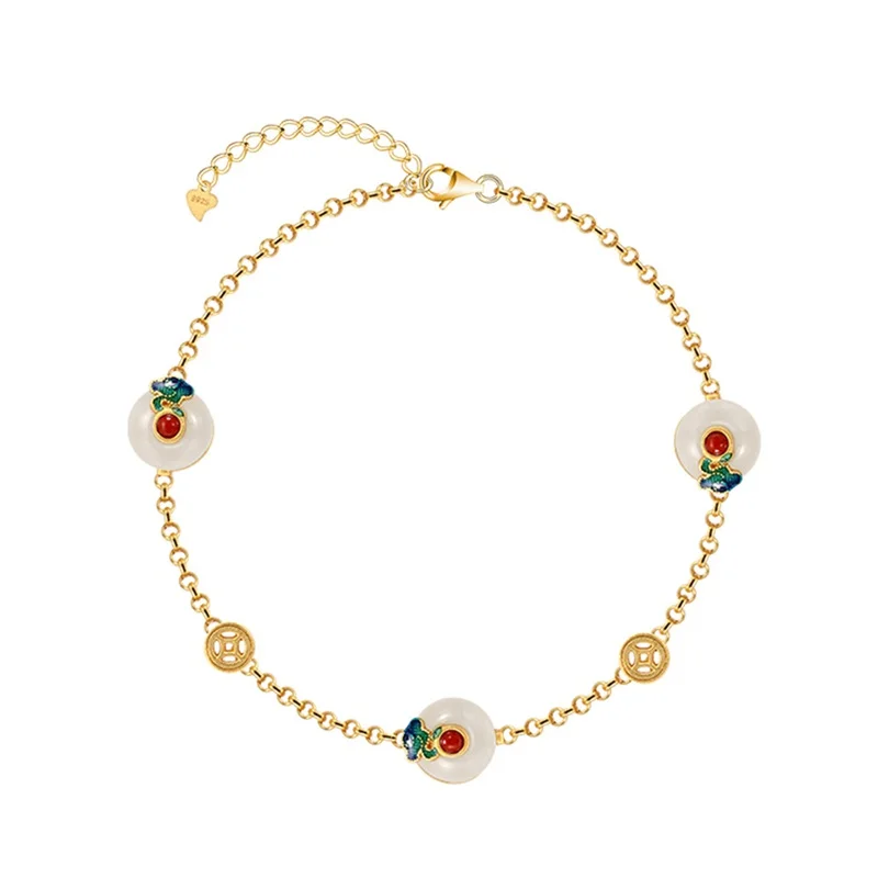 

Wholesale European Fine WomanGirl Bride Mother Party Birthday Wedding Christmas Gift Vintage RUYI Cloud 18KT Gold Chain Bracelet