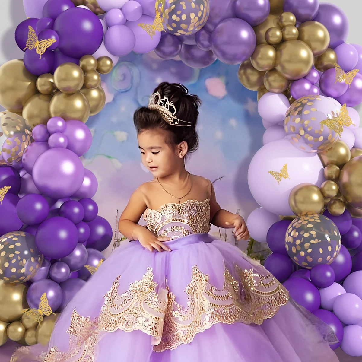 Гирлянда Из Воздушных Шаров С Бабочками И Фиолетовыми Воздушными Шарами Для