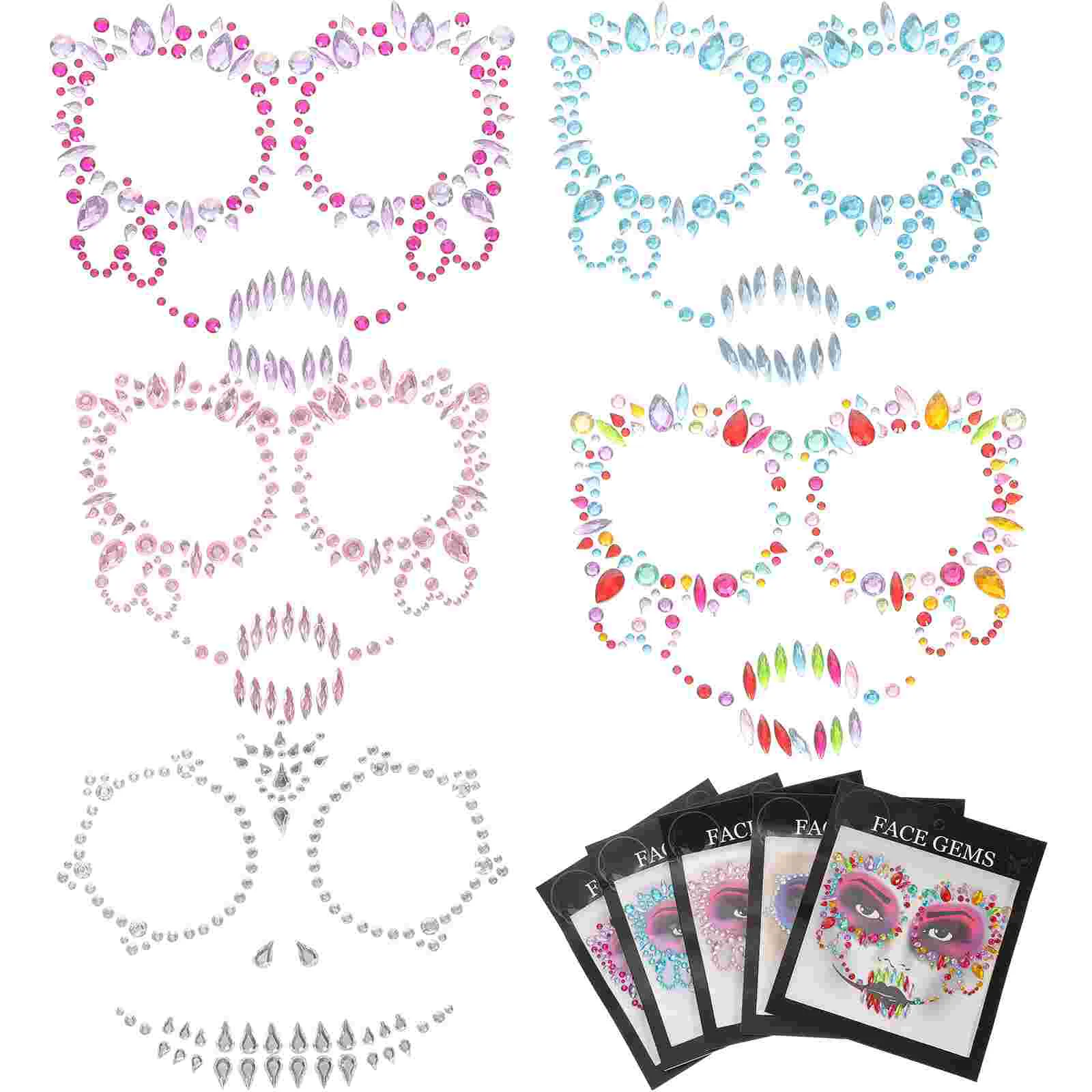 

5 искусственных наклеек, драгоценные камни для лица, искусственный маникюр, Хэллоуин, украшения для тела из смолы