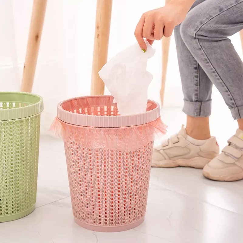 

Trash Can Circle Rattan-like Round Lidless Garbage Bin Trash Bag Holder Cleaning Tool Basket Kitchen Bedroom Trash Can