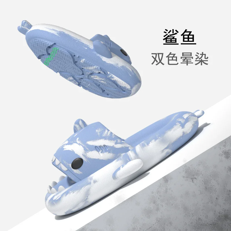 2023 Graffiti Cloudy Shark Slippers For Women Men Fashion Slippers Home Couple Thick Soled Non-slip  Outdoor Flip Flops Slides