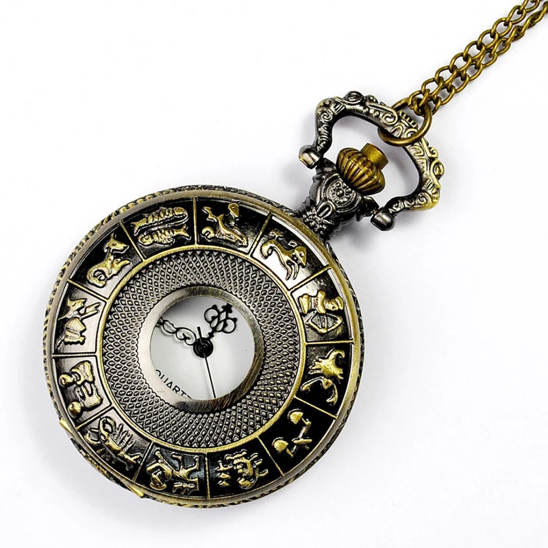 

Часы наручные в стиле ретро, ВИНТАЖНЫЕ КВАРЦЕВЫЕ в стиле стимпанк, с подвеской-цепочкой, с резьбой по ожерелью, мужские
