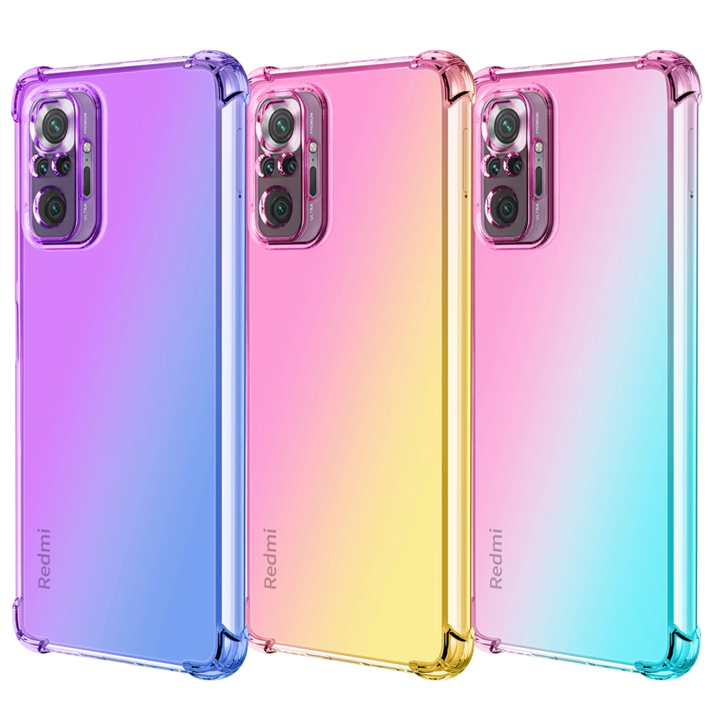 

Anti-Drop Shockproof Case for Redmi Note 10 Pro Colorful Gradient Transparent Soft TPU Cover for Redmi Note 10 Pro Max 9 Pro 9S