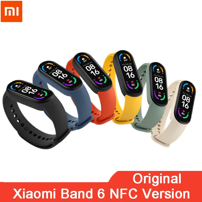 Xiaomi Mi Band 6 NFC новейший смарт-браслет Amoled экран Miband смарт-Браслет фитнес-трекер