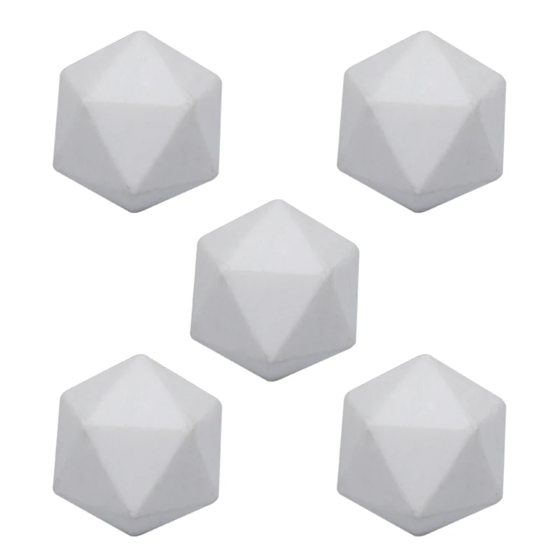 

270C Solid White Colors Acrylic Dice Set Artist Set, Blank in Complete Set of 5, DIY
