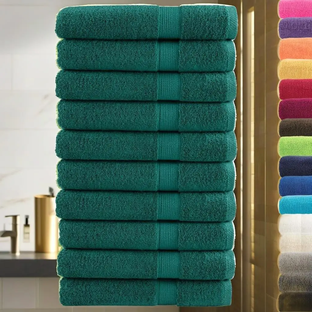Зеленые полотенца премиум-класса SOLUND 10 шт. 100x200 см 600 GSM — ультрамягкие и