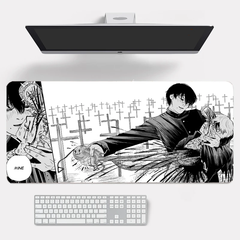 

Chainsaw man anime sub mirror large mouse pad game player keyboard pad computer personality carpet pad rubber non-slip table mat