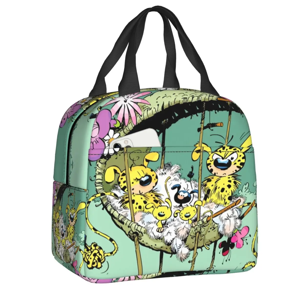 

Marsupilami With Family In Nest Insulated Lunch Bags for Women Comic Cartoon Portable Thermal Cooler Food Lunch Box Work School