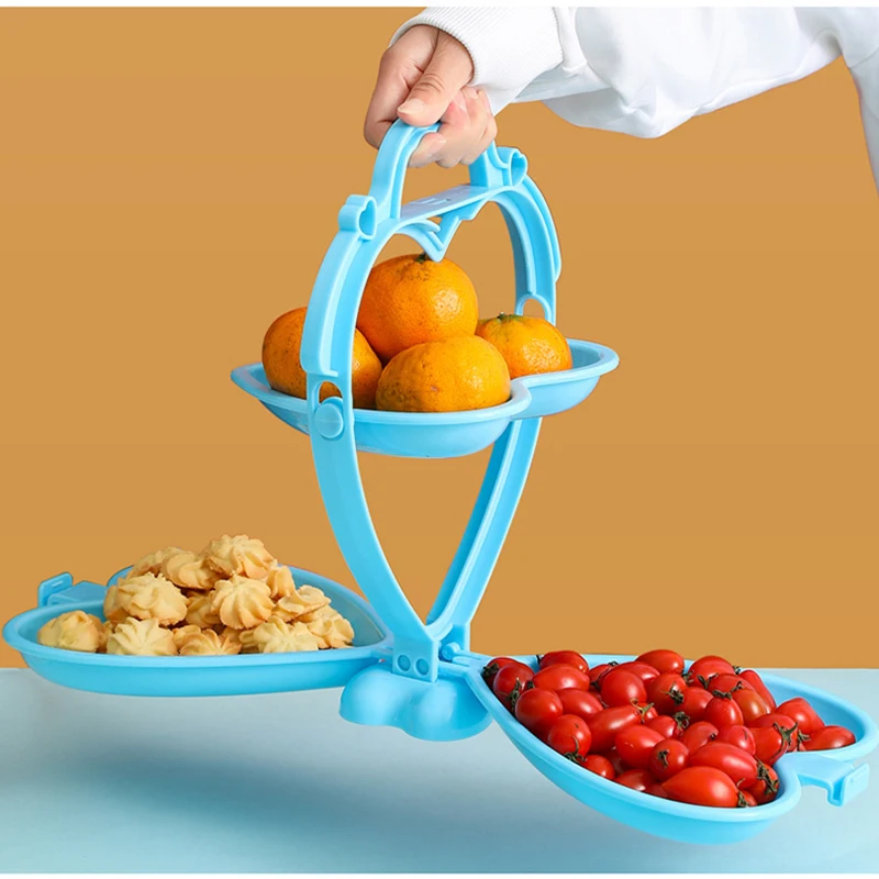 

Удобный домашний портативный двойной креативный складной пластиковый поднос для сушеных фруктов в форме сердца для гостиной