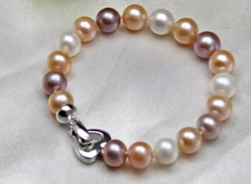 

gorgeous 9-10mm south sea multicolor pearl bracelet 7.5-8"