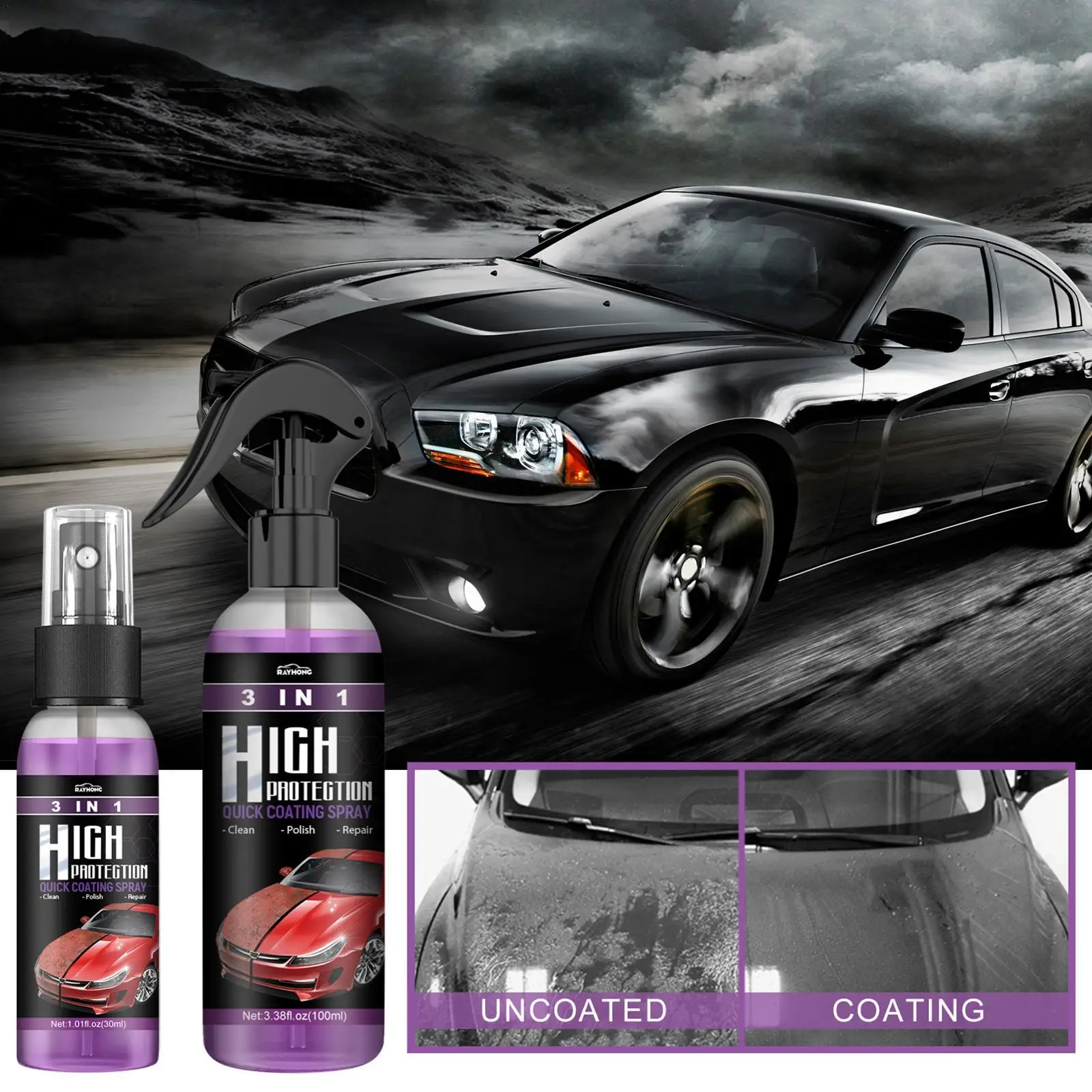 

30/100ml 3 In 1 Car Ceramic Coating Spray Paint Auto Nano Ceramic Coating Polishing Spraying Wax Paint Scratch Repair Remover