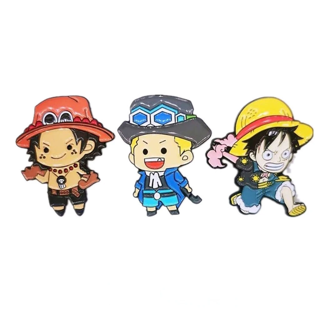 

Badge Brooch Pin Creative One Piece Three Brothers Sabot Ace Luffy Metal Cartoon Animation