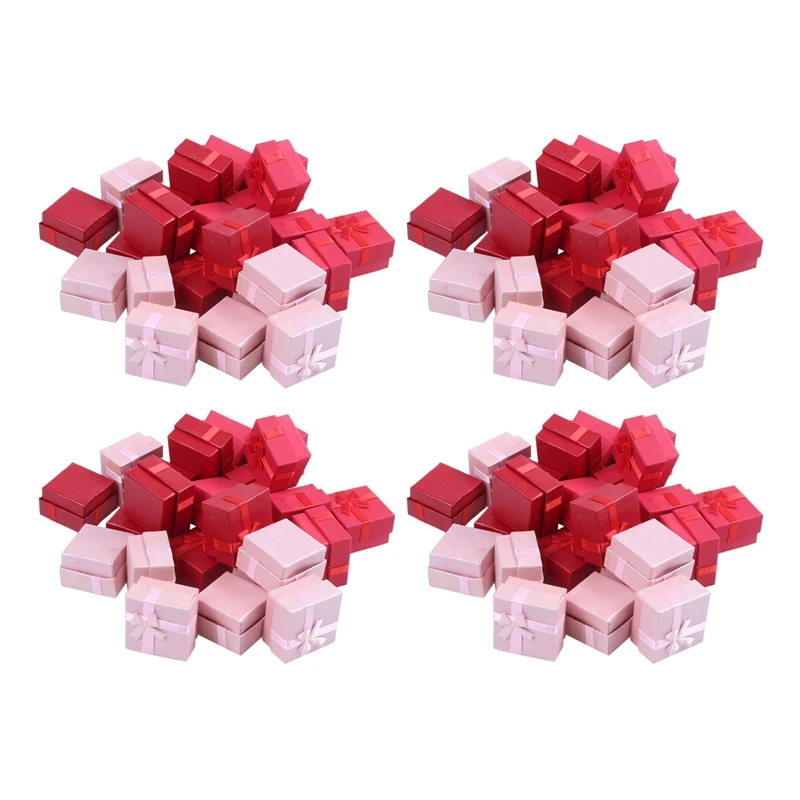 

96-Piece Gift Box Set - Square Ring Jewelry Box For Anniversaries, Weddings, Birthdays, Assorted Colors