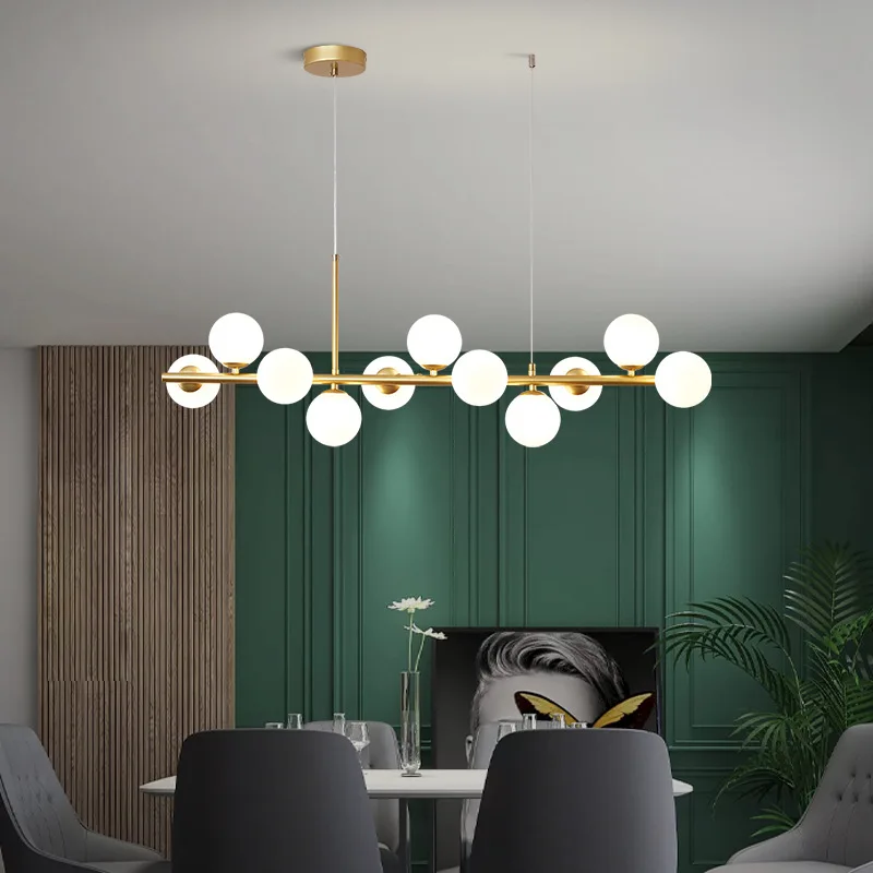 

Gold Light Glass Ball Nordic Modern LED Pendant 11 Heads Hanging Lamp for Kitchen Living Dining Room Suspension Luminaire Design