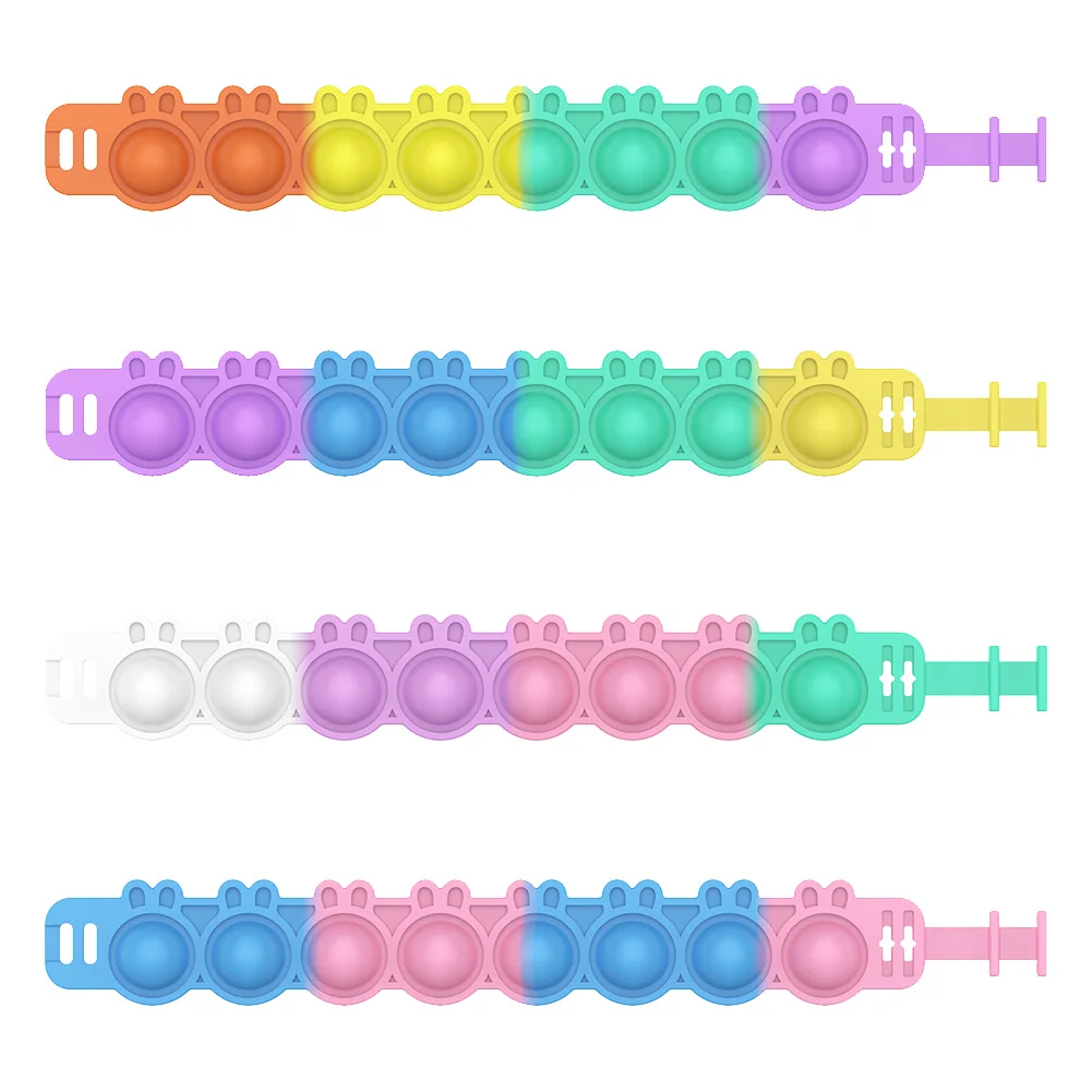 

Stress Relieve Wearable Toys Push Its Bubble Cartoon Bunny Shape Bracelet Decompression Toys for Sensory Exercise Children Adult