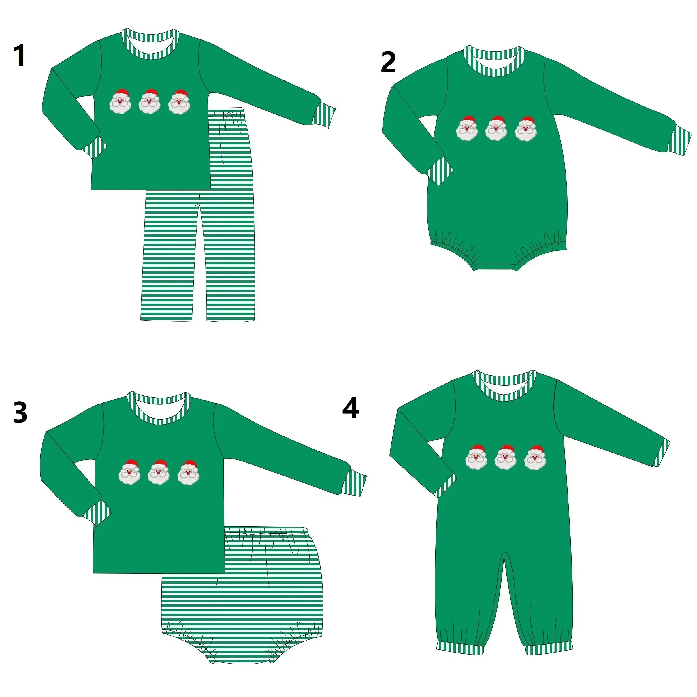 С Рождеством зеленый костюм Санта-Клауса с принтом для мальчиков и девочек