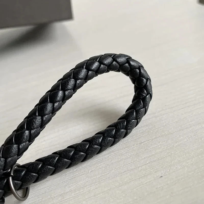 Authentic Leather Sheepskin Woven Car Key Ring Luxury Brand Men and Women Key Ring Pendant High-End Simple Exquisite Small New