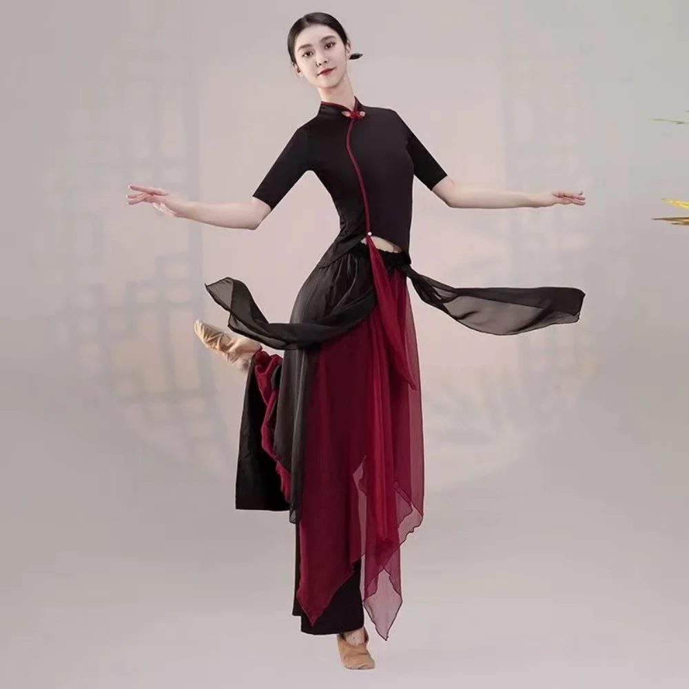 Зеленая черная танцевальная одежда Сказочная костюм китайского Классического